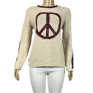 NWT Cotton Country Sweater Womens Rolled Neck Hem Tight Knit Relaxed Lon…